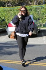 HILARY DUFF Arrives at a Hair Salon in Beverly Hills 02/09/2018