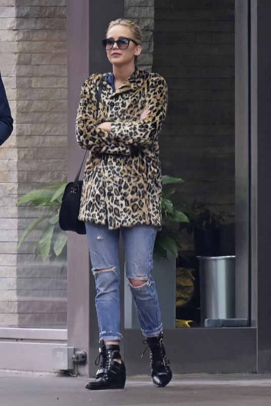 JENNIFER LAWRENCE in Ripped Jeans Out in New York 02/23/2018