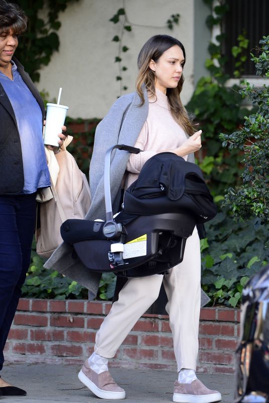 JESSICA ALBA Leaves a Friends House in Los Angeles 02/20/2018