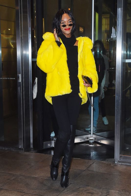 JOURDAN DUNN Leaves Her Hotel in New York 02/11/2018