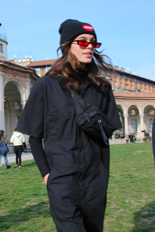 KAIA GERBER Out and About in Milan 02/21/2018