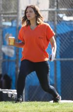 KATHARINE MCPHEE on the Set of Scorpion in Los Angeles 02/15/2018