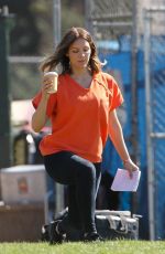 KATHARINE MCPHEE on the Set of Scorpion in Los Angeles 02/15/2018