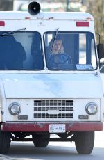KATHERINE LANGFORD Driving a Ice Cream Truck on the Set of Spontaneous in Vancouver 02/20/2018