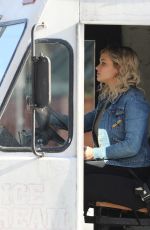 KATHERINE LANGFORD Driving a Ice Cream Truck on the Set of Spontaneous in Vancouver 02/20/2018