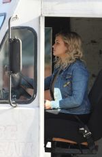 KATHERINE LANGFORD Driving a Ice Cream Truck on the Set of Spontaneous in Vancouver 02/20/2018