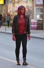 KATHERINE LANGFROD on the Set of Spontaneous in Vancouver 02/20/2018
