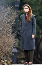 KERI RUSSELL on the Set of The Americans in New York 02/15/2018