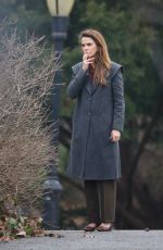 KERI RUSSELL on the Set of The Americans in New York 02/15/2018