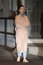 LILY COLLINS at La Dolce Vita Restaurant in Beverly Hills 02/05/2018