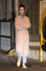 LILY COLLINS at La Dolce Vita Restaurant in Beverly Hills 02/05/2018