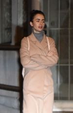 LILY COLLINS at La Dolce Vita Restaurant in Beverly Hills 02/05/2018