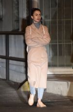 LILY COLLINS at La Dolce Vita Restaurant in Beverly Hills 02/05/2018