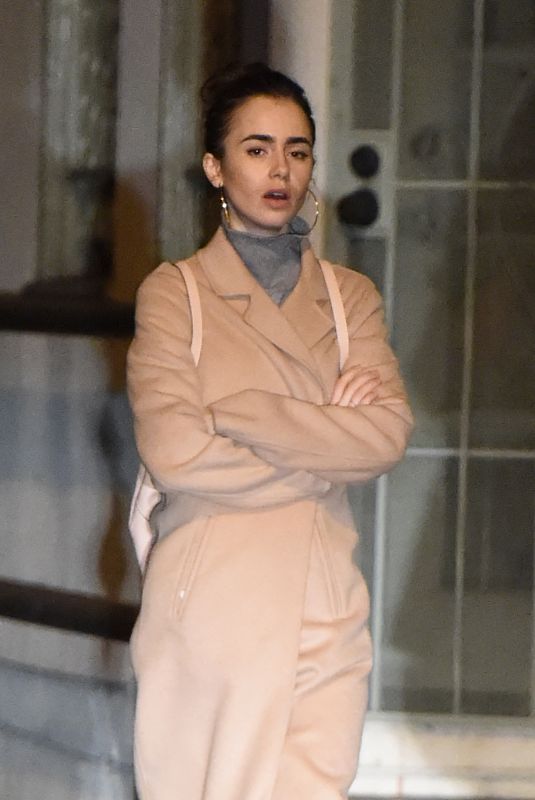 LILY COLLINS at La Dolce Vita Restaurant in Beverly Hills 02/05/2018