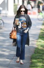 LILY COLLINS Leaves Starbucks in West Hollywood 02/06/2018
