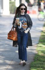 LILY COLLINS Leaves Starbucks in West Hollywood 02/06/2018