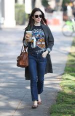 LILY COLLINS Leaves Starbucks in West Hollywood 02/06/2018