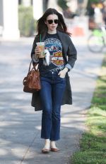 LILY COLLINS Leaves Starbucks in West Hollywood 02/06/2018