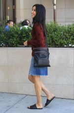 LISA LING in Denim Skirt Out for Lunch in Beverly Hills 02/09/2018
