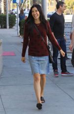 LISA LING in Denim Skirt Out for Lunch in Beverly Hills 02/09/2018