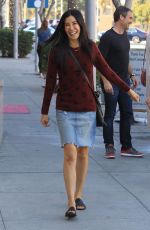 LISA LING in Denim Skirt Out for Lunch in Beverly Hills 02/09/2018