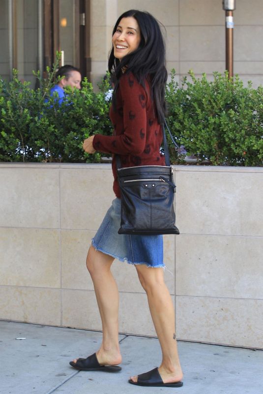 LISA LING in Denim Skirt Out for Lunch in Beverly Hills 02/09/2018