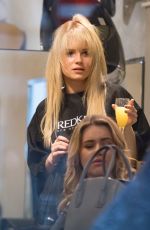 LOTTIE MOSS Gets a Blow Dry in London 02/14/2018