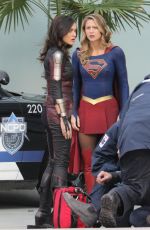 MELISSA BENOIST and AMY JACKSON on the Set of Supergirl in Vancouver 02/13/2018