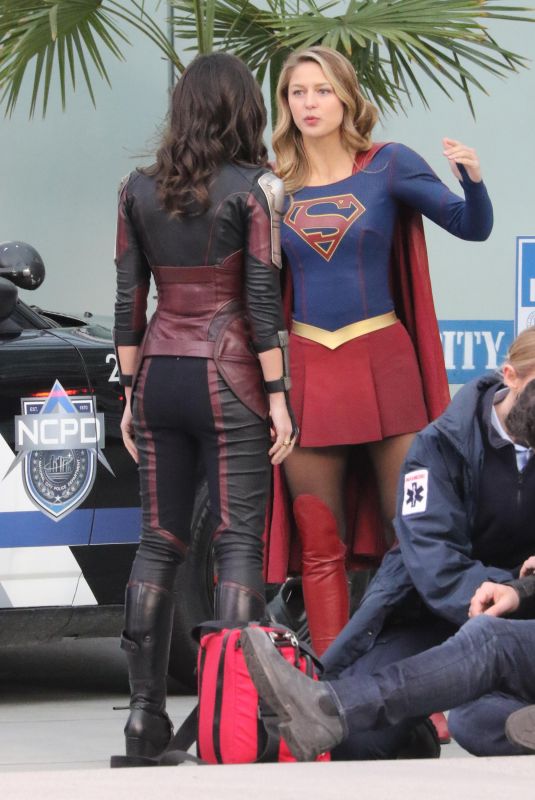 MELISSA BENOIST and AMY JACKSON on the Set of Supergirl in Vancouver 02/13/2018