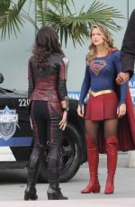 MELISSA BENOIST and AMY JACKSON on the Set of Supergirl in Vancouver 02/13/2018