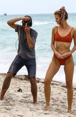 NADINE LEOPOLD in Bikinis at a Photoshoot on the Beach in Miami 02/06/2018