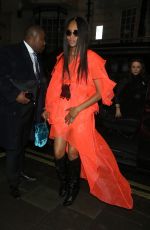 NAOMI CAMPBELL at Mnky Hse in London 02/19/2018