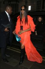NAOMI CAMPBELL at Mnky Hse in London 02/19/2018