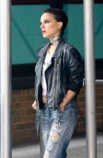 NATALIE PORTMAN and RAFFEY CASSIDY on the Set of Vox Lux in New York 02/28/2018