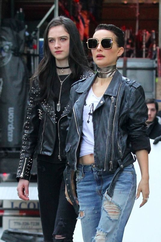 NATALIE PORTMAN and RAFFEY CASSIDY on the Set of Vox Lux in New York 02/28/2018