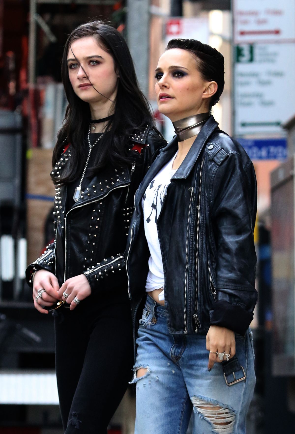 NATALIE PORTMAN and RAFFEY CASSIDY on the Set of Vox Lux in New York 02/28/...