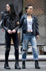 NATALIE PORTMAN and RAFFEY CASSIDY on the Set of Vox Lux in New York 02/28/2018