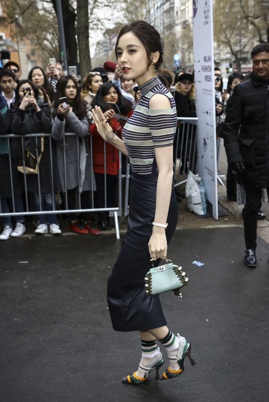 NAZHA Arrives at Fendi Fashion Show in Milan 02/22/2018