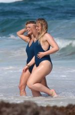 NINA AGDAL and ISKRA LAWRENCE in Swimsuits for AerieReal Beach Photoshoot in Tulum 02/21/2018