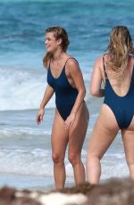 NINA AGDAL and ISKRA LAWRENCE in Swimsuits for AerieReal Beach Photoshoot in Tulum 02/21/2018