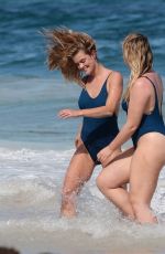 NINA AGDAL and ISKRA LAWRENCE in Swimsuits for AerieReal Beach Photoshoot in Tulum 02/21/2018