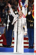 PINK Performers National Anthem at Philadelphia Eages vs New England Patriots Super Bowl LII in Minnesota. 02/04/2018