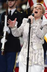 PINK Performers National Anthem at Philadelphia Eages vs New England Patriots Super Bowl LII in Minnesota. 02/04/2018