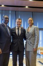 RIHANNA and Emmanuel Macron at Global Partnership for Education in Dakar 02/02/2018