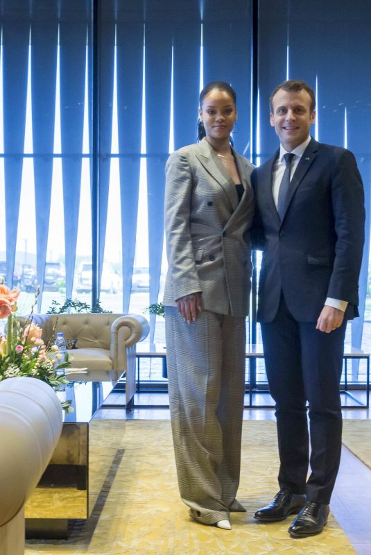 RIHANNA and Emmanuel Macron at Global Partnership for Education in Dakar 02/02/2018