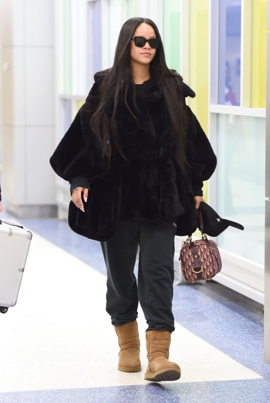 RIHANNA Arrives at JFK Airport in New York 02/16/2018