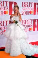 RITA ORA at Brit Awards 2018 in London 02/21/2018
