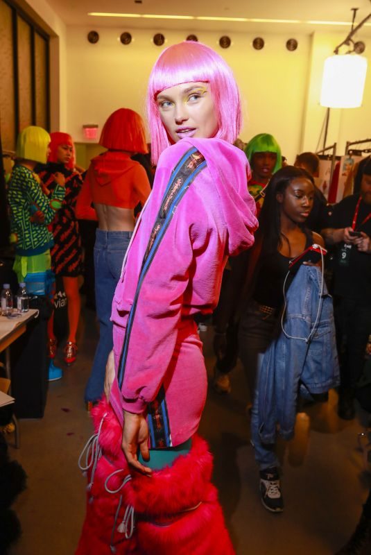 ROMEE STRIJD on the Backstage of Jeremy Scott Fashion Show in New York 02/08/2018