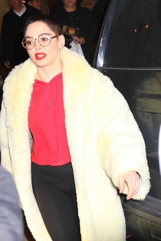 ROSE MCGOWAN Arrives at Trevor Noah Show in New York 02/01/2018