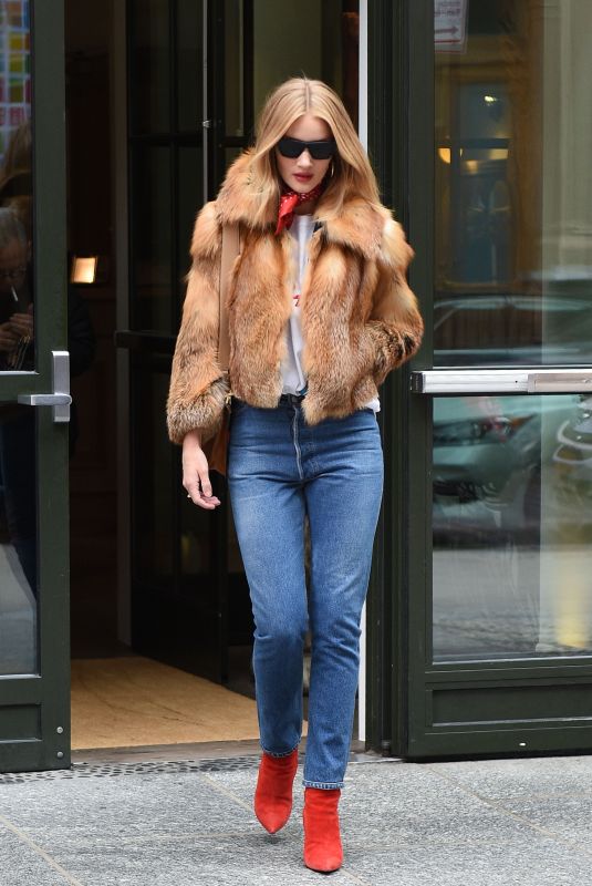 ROSIE HUNTINGTON-WHITELEY Leaves Her Hotel in New York 02/10/2018